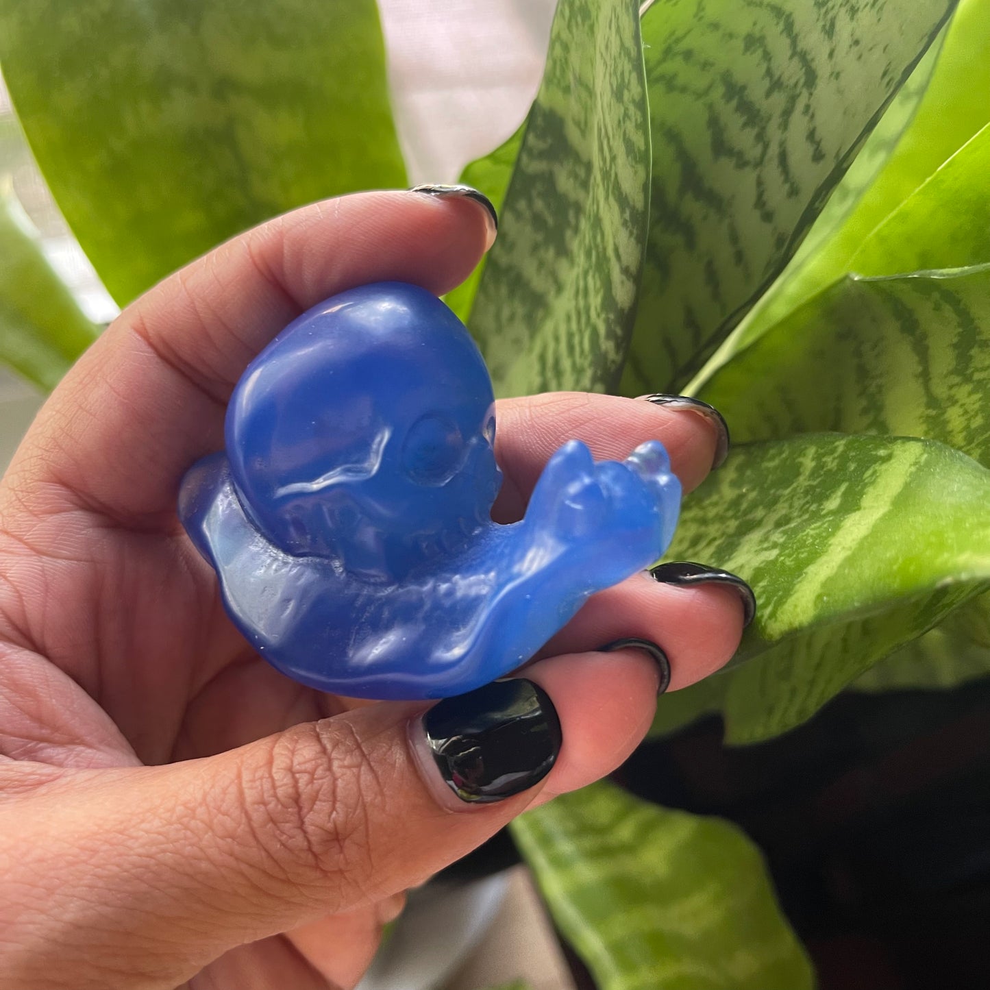 Opalite Snail Skull Carving